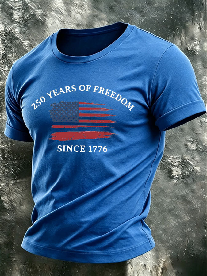 Men's 250 Years Of Freedom Since 1776 Patriotic USA Flag Tee