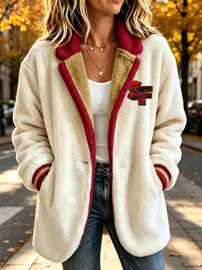 Women's Football Fans Lamb Fleece Coat