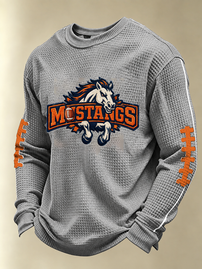 Men's Football Waffle Fabric Long-sleeved T-shirt