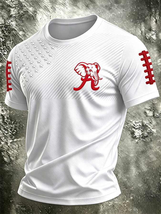 Men'S Rugby Printed Round Neck T-Shirt