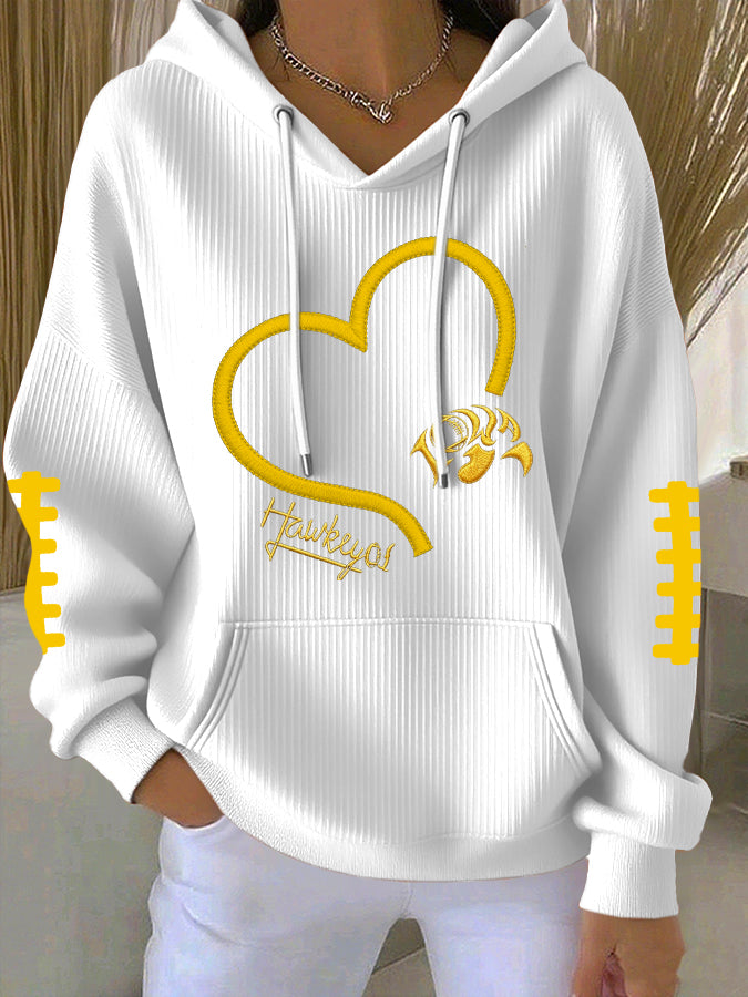 Women'S Football Print Hooded Sweatshirt