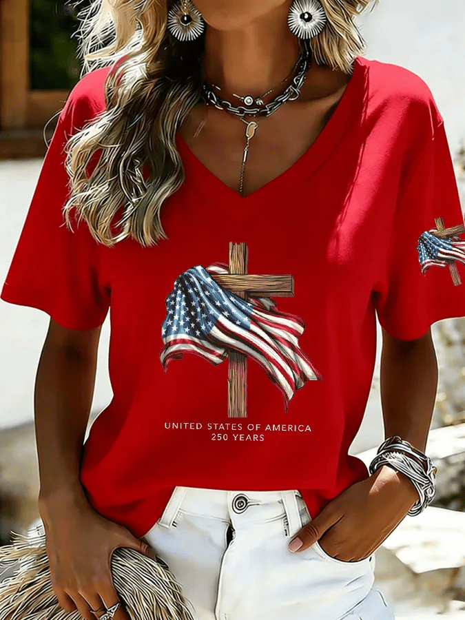 Women's USA 1776-2026 Print Casual T-shirt