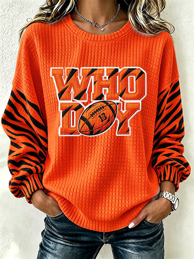 Women'S Football Print Round Neck Sweatshirt