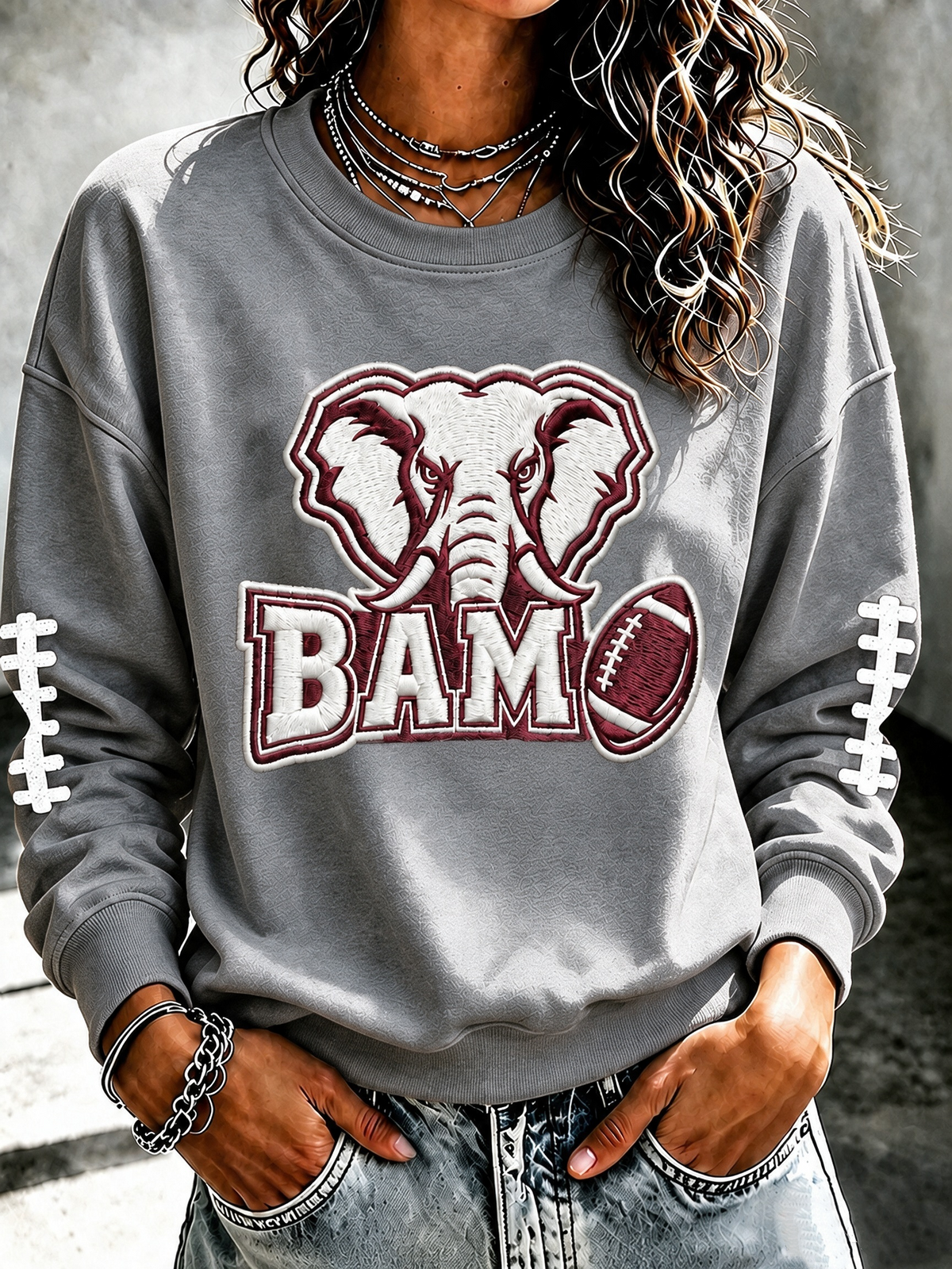 Women'S Football Printed Round Neck T-Shirt