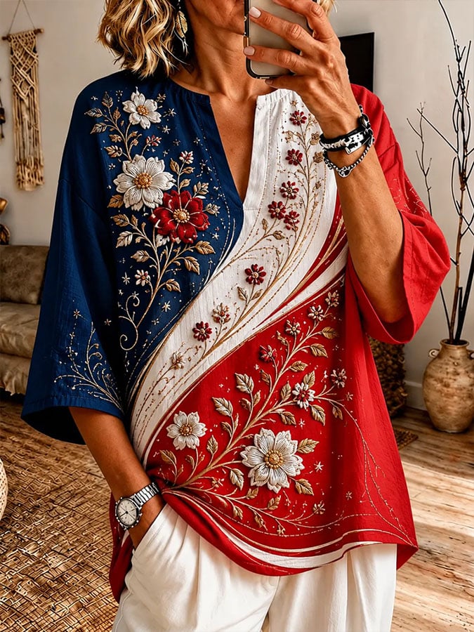 Women's Casual Printed Loose-fitting Shirt