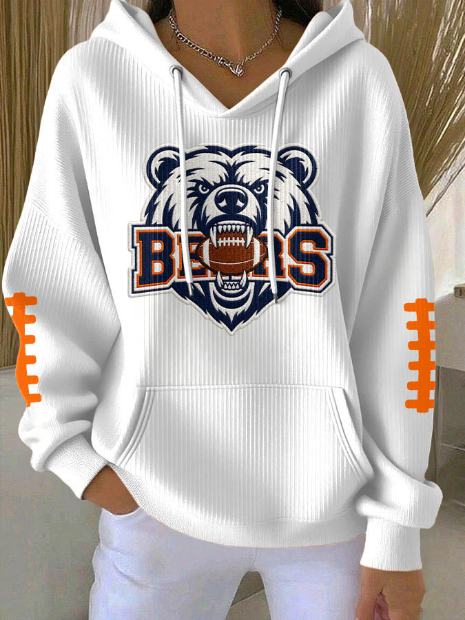 Women'S Football Print Hooded Sweatshirt