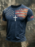 Men's American Flag Printed Casual T-shirt