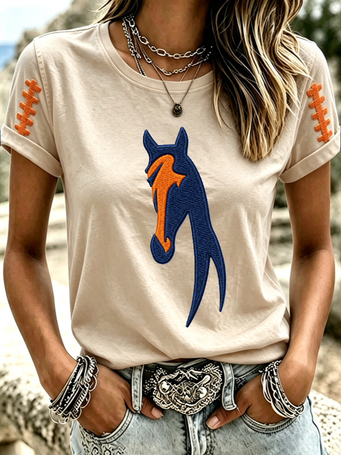 Women'S Casual Football Tie Dye Sports T-Shirt