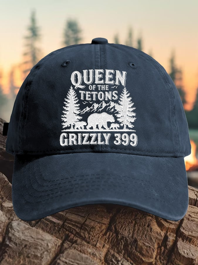 Retro Queen Of The Tetons Grizzly 399 Print Baseball Cap