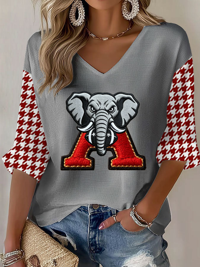 Women'S Football Print Waffle  Top