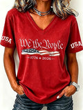 Women's USA 250th Anniversary Print Casual T-shirt