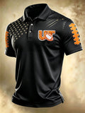 Men'S Retro Football Print Polo T-Shirt