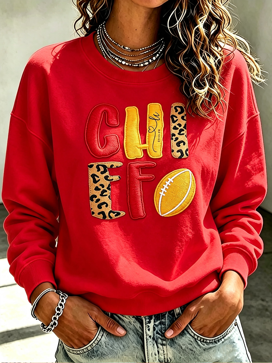 Women's Football Printed Casual Sweatshirt