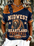Women'S Football Fan Print Casual T-Shirt