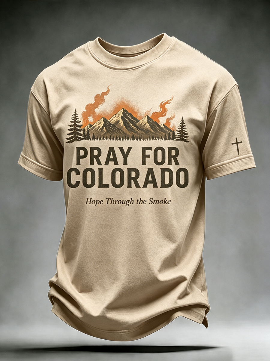 Pray For Colorado Hope Through The Smoke Mountain Forest Vintage Graphic Short Sleeve T-Shirt