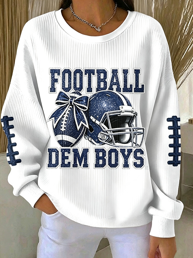 Women'S Football Print Casual Sweatshirt