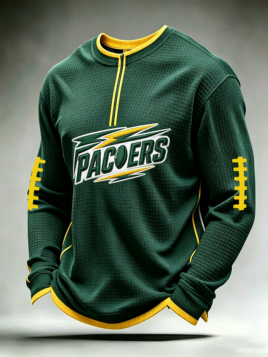Men'S Fan Printed Round Neck Long Sleeved Sweatshirt