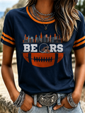 Women's Football Printed Short Sleeved T-Shirt