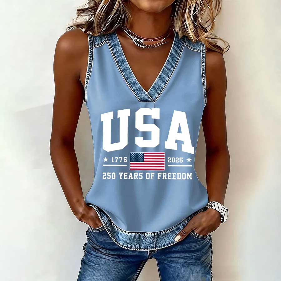Women'S Flag Printed Casual Vest