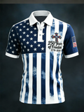 Men'S Casual 250Th Anniversary Of The Founding Of The United States Printed Short Sleeved Button Polo Shirt