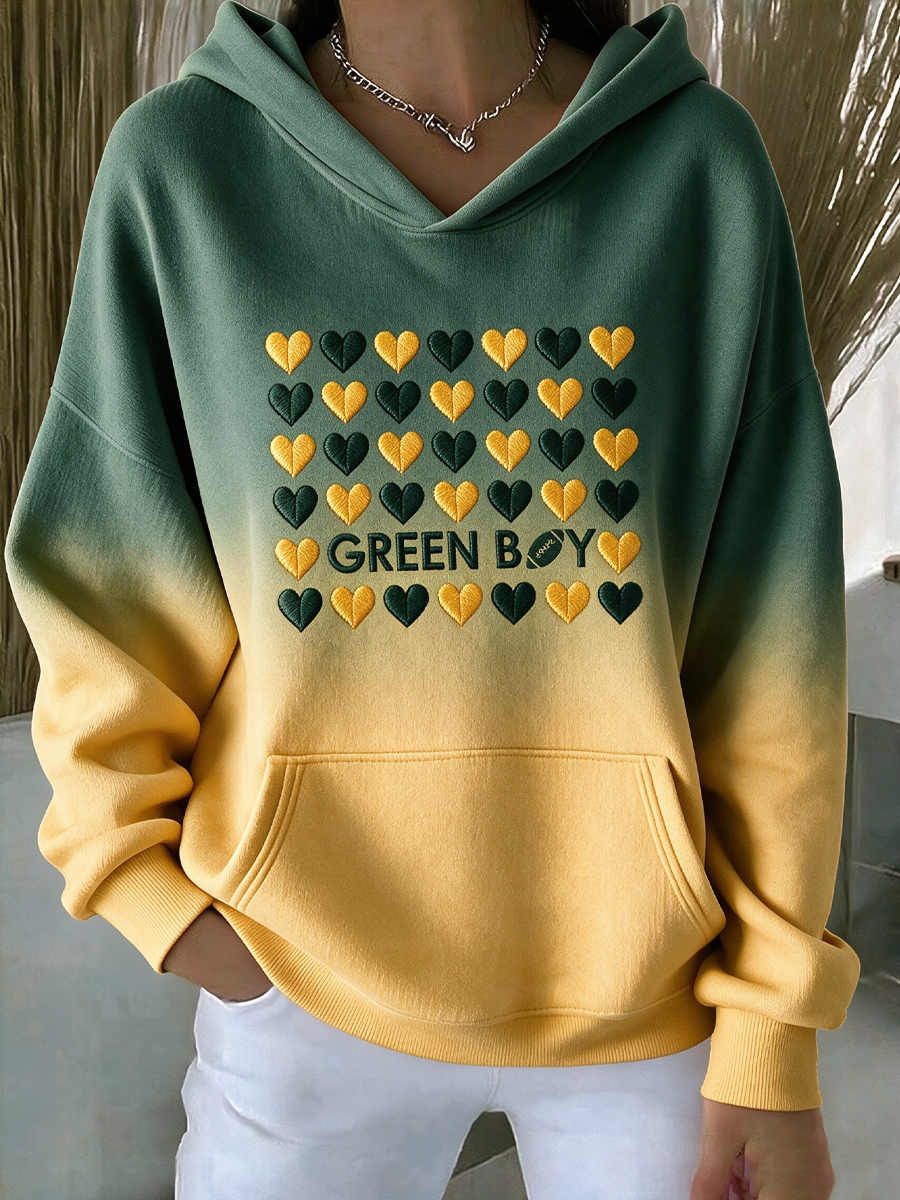 Women'S Football Fan Printed Vintage Hoodie