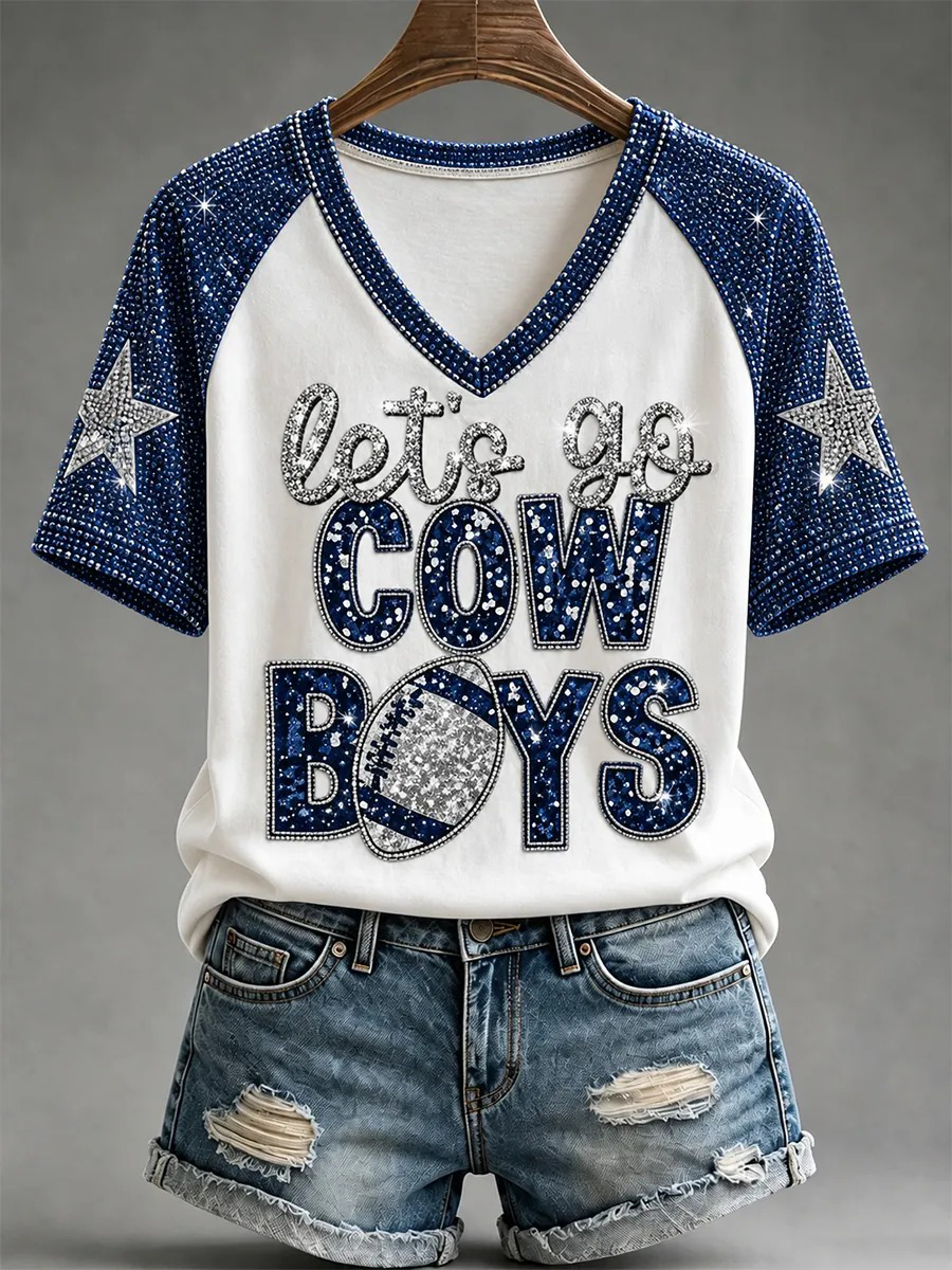 Women's Football Gameday Gift For Football Fans V-Neck Tee