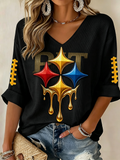 Women'S Football Print Waffle Top