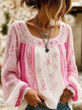 Women'S Casual Breast Cancer Awareness Publicity Print Long Sleeve Top
