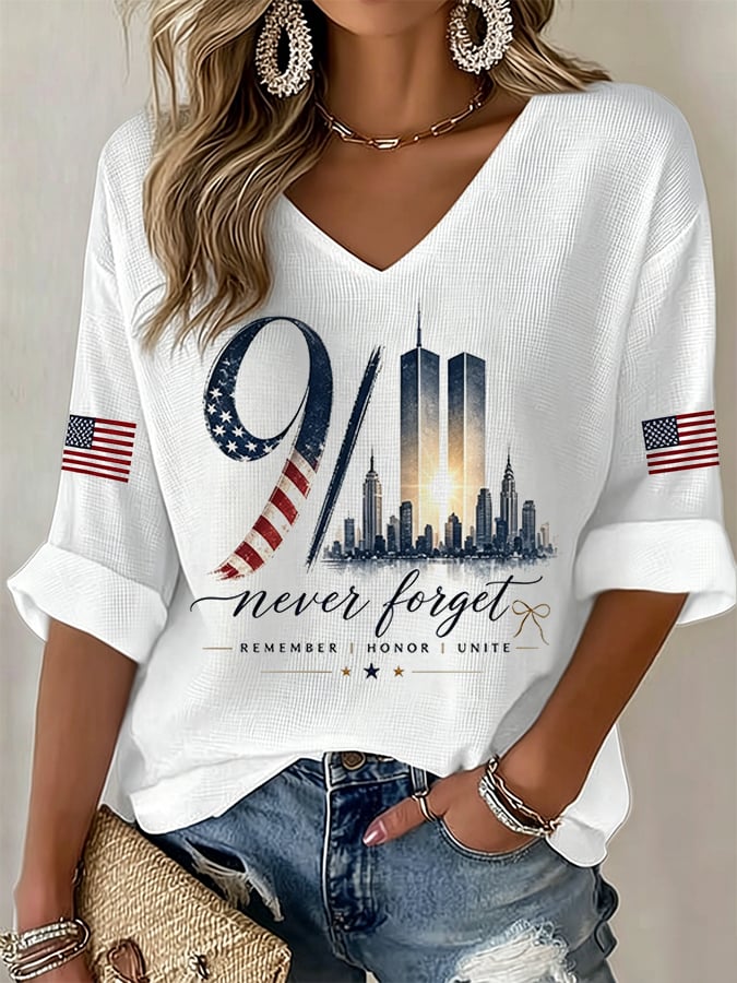 Women's Never Forget September 11 Print T-Shirt
