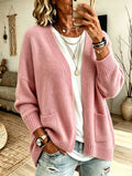 Women'S Casual Solid Color V-Neck Knitted Cardigan