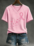 Women'S Breast Cancer Promotion Printed Casual T-Shirt
