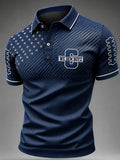 Men's Game Day Football Print Casual Polo Shirt