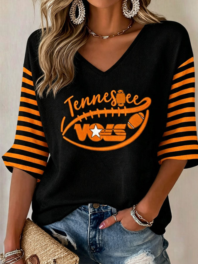 Women'S Football Print Waffle Top