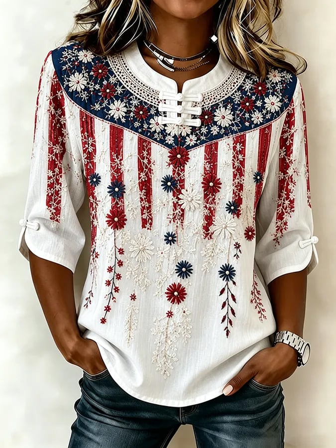 Women's Fashion Floral Print Shirt