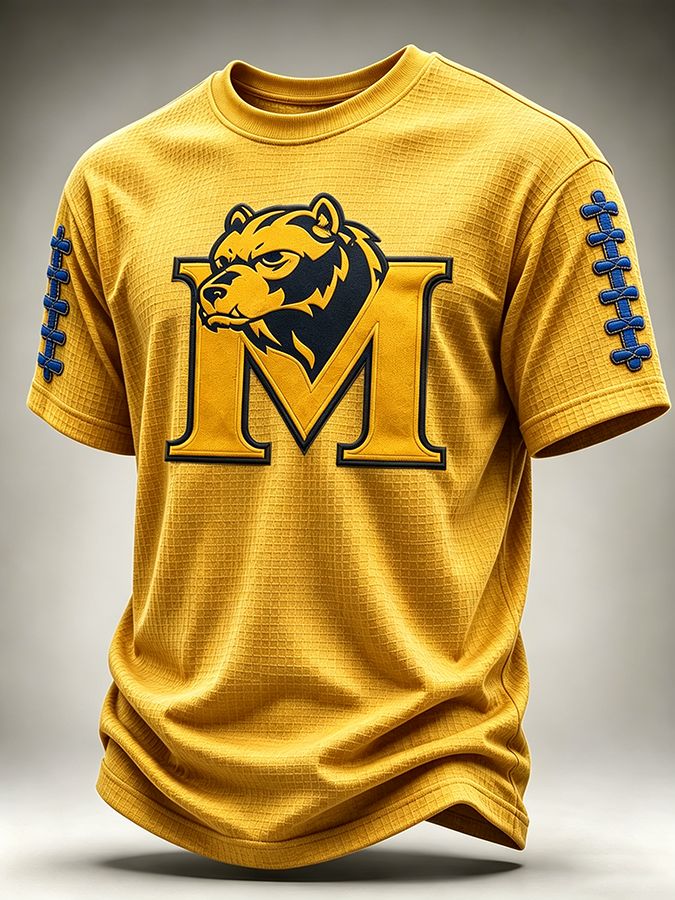 Men's Rugby Waffle Round Neck T-Shirt