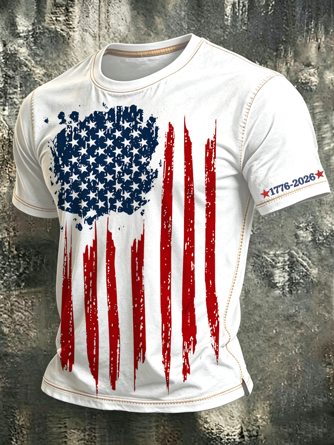 Men'S America Flag Printed Casual T-Shirt