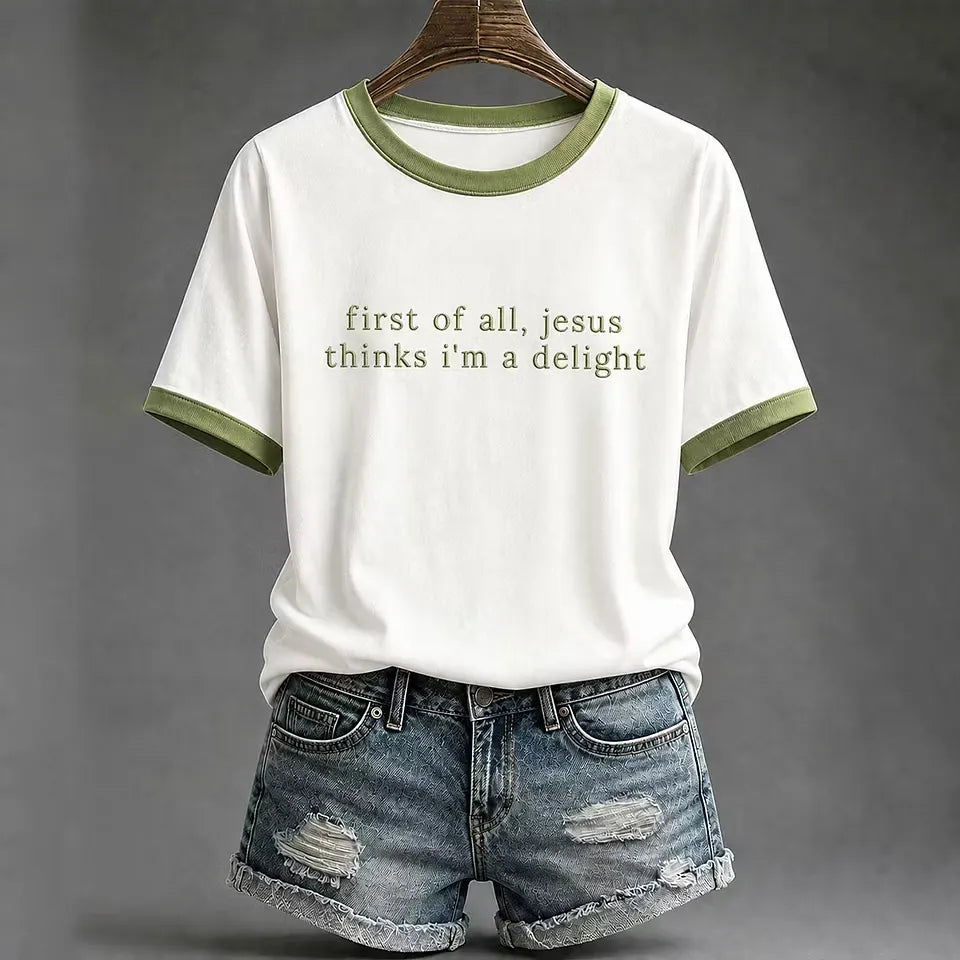 Women's 'Jesus Thinks I'm A Delight' Printed Casual T-Shirt