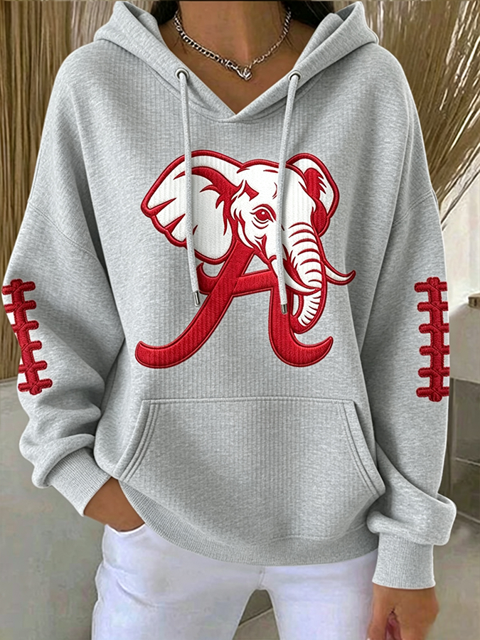 Women'S Rugby Printed Hooded Sweatshirt