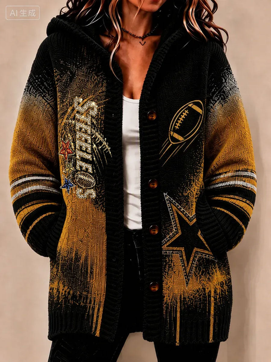 Women's Football Printed Casual Cardigan