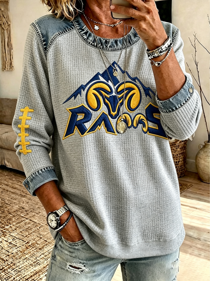 Women'S Football Printed Casual Long Sleeve Top