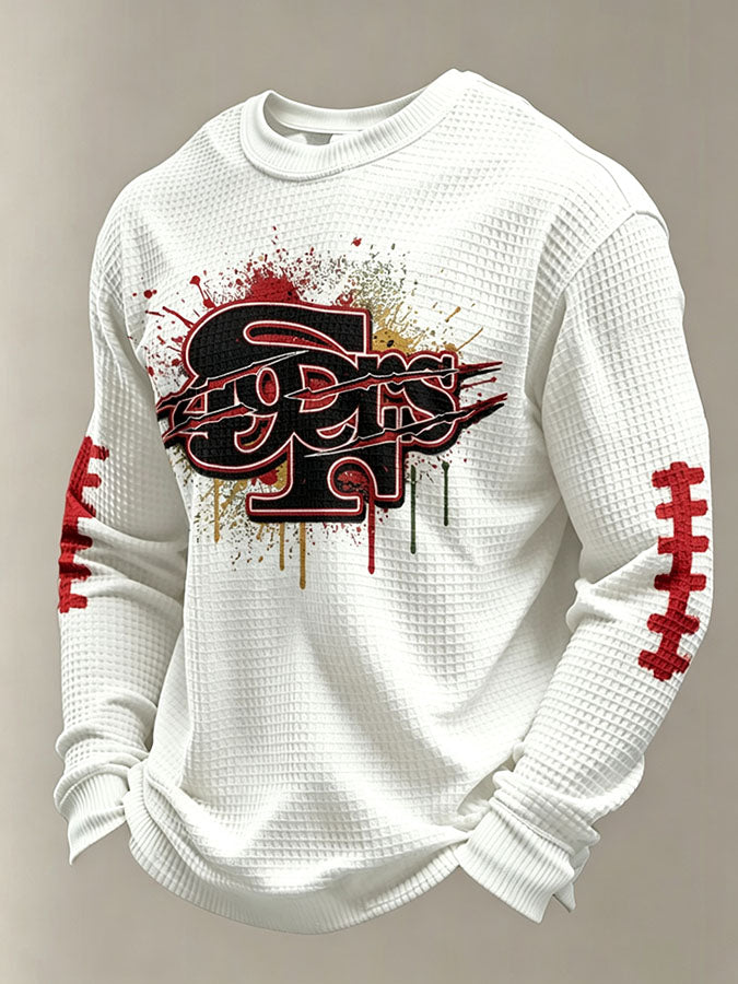 Men'S Football Fans Printed Waffle T-Shirt