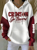 Women'S College Rugby Printed Hooded Sweatshirt
