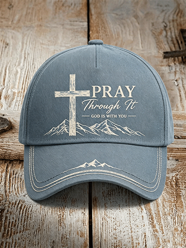 Unisex Mountain Wooden Cross Pray Through It Vintage Baseball Hat