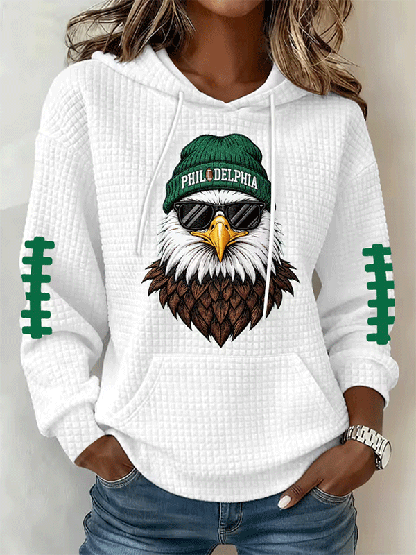 Women's Football Print Checkered Hoodie