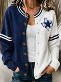 Women's Football Pattern Knitted Cardigan Top