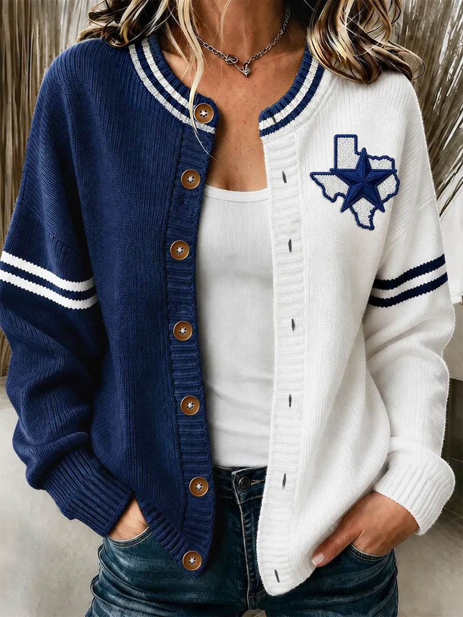 Women's Football Pattern Knitted Cardigan Top