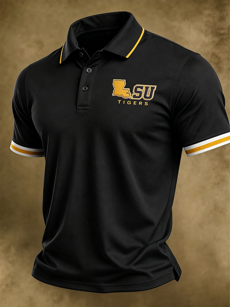 Men's Retro Rugby Collar Polo T-Shirt