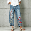 Women's Stylish Trousers with Floral Elements Pants
