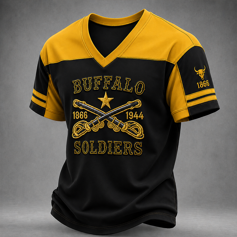 Men's Buffalo Soldier Summer V-Neck T-Shirt