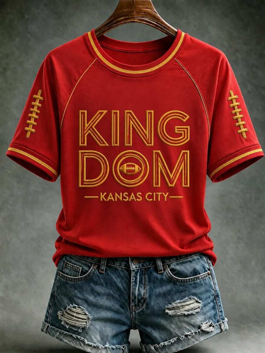 Women's Football Print Casual Short-Sleeved T-Shirt
